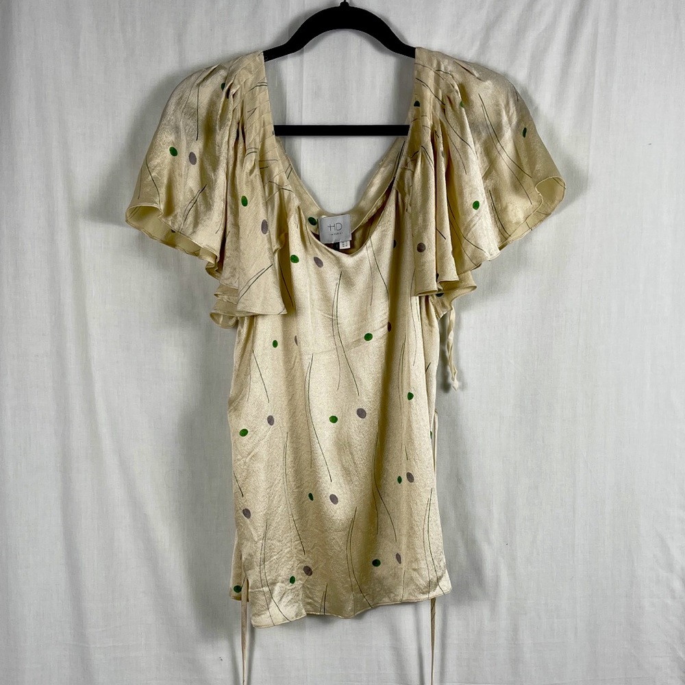 HD in Paris Silk Flutter Sleeve V-Neck Belted Top